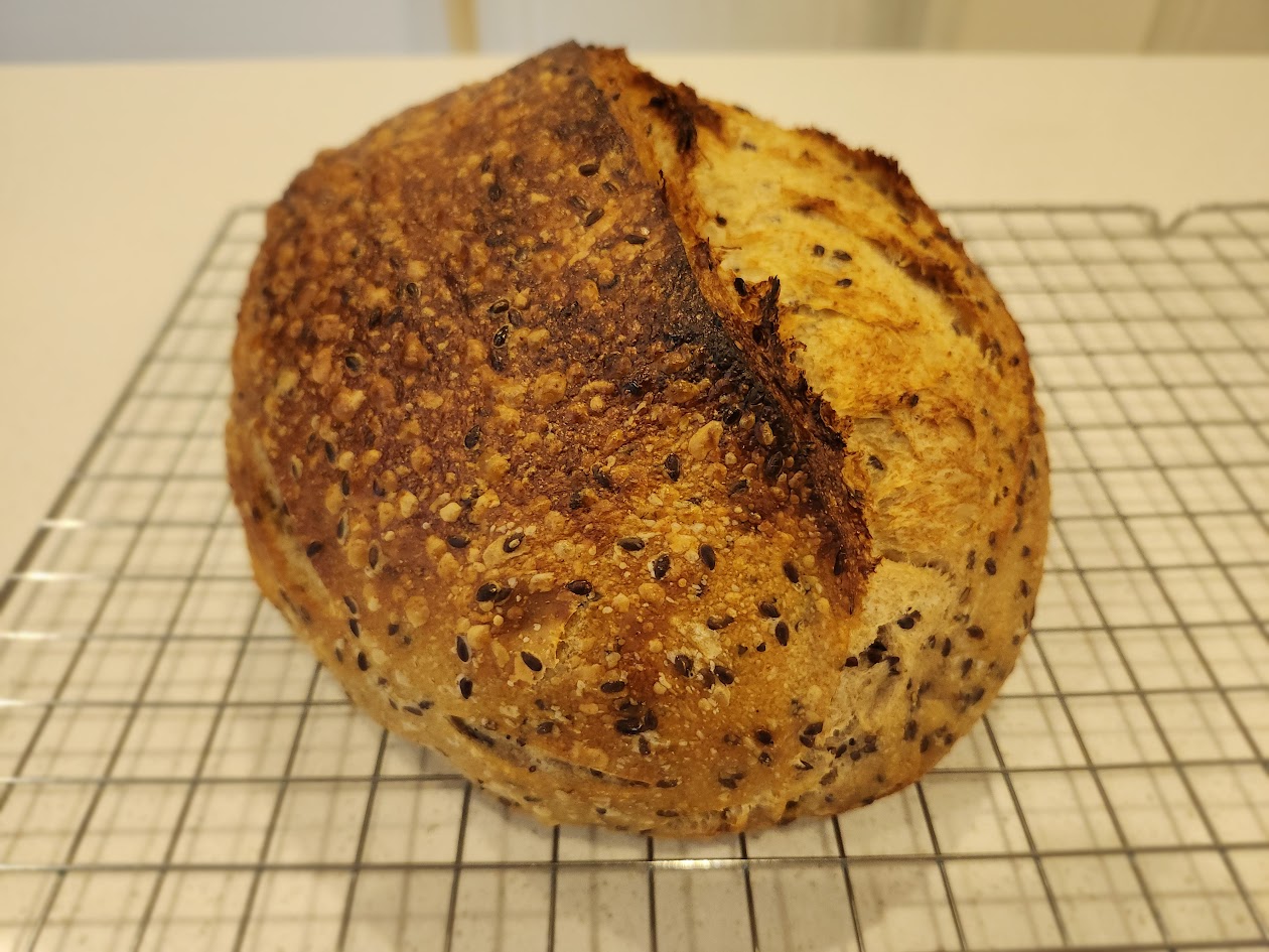 Flax seed sourdough bread